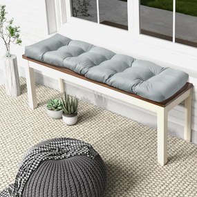 Almofada de assento retangular de banco de jardim com algodão PP maciço para uso interno e externo 132 x 49 x 15 cm Cinzento