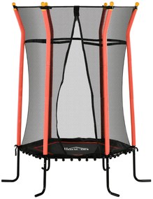 HOMCOM Trampolim para Crianças com Rede de Segurança e Estrutura de Aço para Interiores e Exteriores Carga 50kg Ø163,5x190 cm Vermelho