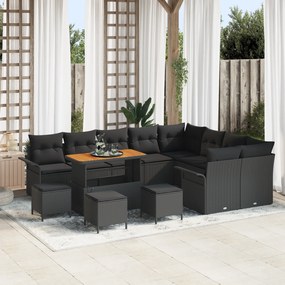 Conjunto de Sofá de Jardim vidaXL 13 Peças com Almofadas Rattan PE Pre