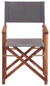 Conjunto de 2 cadeiras em madeira escura 2 lonas cinzentas e padrão palmeira CINE Beliani