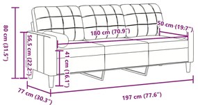 Sofá 3 lugares c/ almofadas decorativas 180 cm veludo castanho