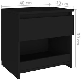 Mesa de cabeceira 40x30x39 cm contraplacado preto