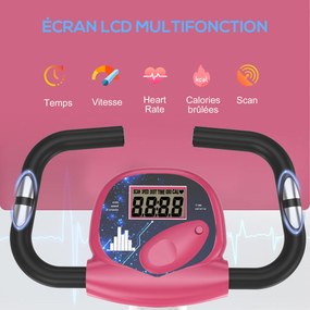 Bicicleta estática dobrável, bicicleta de fitness, bicicleta de interior, 8 níveis de resistência magnética, com encosto e selim ajustáveis, ecrã LCD