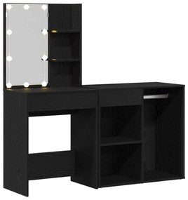 Toucador com LED e Gabinete Carvalho Preto Madeira Engenheirada