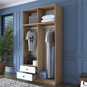 Roupeiro BA121 – Nogueira e Branco – 120x216,8x42,5 cm