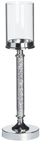 Castiçal em metal prateado e vidro 48 cm ABBEVILLE Beliani