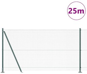 Cerca de Arame Soldado com 13 Postes Flangeados Verde 1.2x25 m Aço