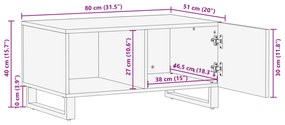 Mesa de centro 80x51x40 cm madeira de acácia maciça