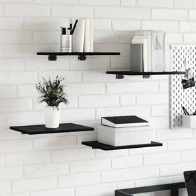 vidaXL Estante de Prateleira 4 pcs Preto 40 x 30 x 1.5 cm