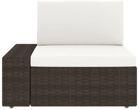 9 pcs conjunto lounge p/ jardim c/ almofadões vime PE castanho
