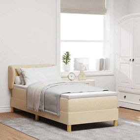 vidaXL Cama Box com colchão com cabeceira Creme 80 x 200 cm tecido
