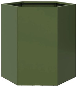 Vaso/floreira de jardim 2 pcs hexagonal 46x40x45 cm aço verde