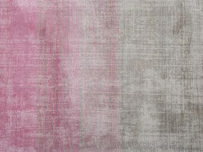 Tapete em viscose cinzenta e rosa 140 x 200 cm ERCIS Beliani
