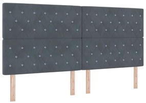 Cama Box Spring com Colchão e Banco Cinza Escuro 200x200 cm Veludo