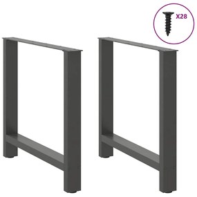 Pés para mesa de jantar antracite 2 peças 80x(72-73) cm aço