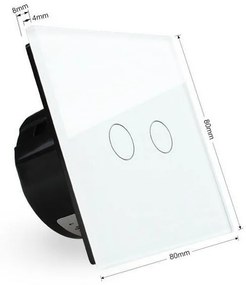 Interruptor Comutador tátil 2 botões + função controlo remoto, Painel frente azul vidro temperado