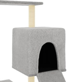 Árvore gatos c/ postes arranhadores sisal 130,5 cm cinza-claro