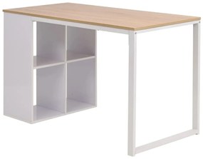 Secretária 120x60x75 cm cor carvalho e branco