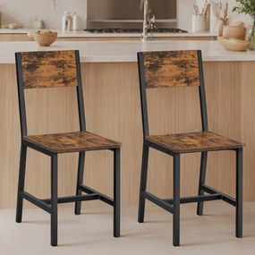 Conjunto de 2 Cadeiras de sala de jantar, estrutura em metal 36 x 46,6 x 87,1 cm Castanho vintage-preto 
