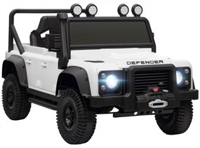 AIYAPLAY Carro Elétrico para Crianças com Licença Land Rover 12V Carro a Bateria Infantil com Controlo Remoto Sistema de Suspensão USB MP3 Velocidade Ajustável Faróis 115x61x61 cm Branco