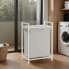 Cesto para roupa com prateleira, saco para roupa suja 65 L (50 x 33 x 72 cm) Branco
