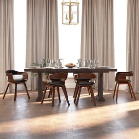 Cadeira de jantar 6 pcs madeira curvada e couro artificial preto