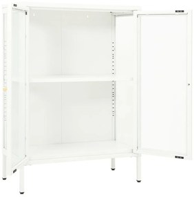 Aparador 75x35x105 cm vidro e aço branco