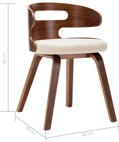 Cadeiras jantar 2 pcs madeira curvada e couro artificial creme