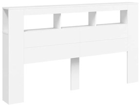 Cabeceira cama c/ LEDs 180x18,5x103,5 cm deriv. madeira branco