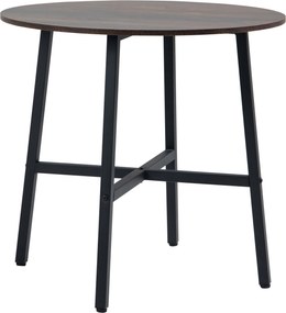 HOMCOM Mesa de Sala de Jantar Redonda para 4 Pessoas Mesa de Cozinha Moderna com Pés de Aço Ø80x76 cm Marrom e Preto | Aosom Portugal