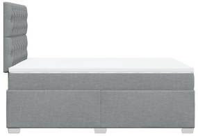 Cama boxspring com colchão 120x190 cm tecido cinzento-claro