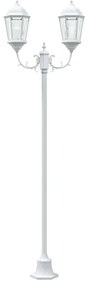 Poste de Luz de Jardim 2-Lâmpada E27 Branco 220 cm Alumínio
