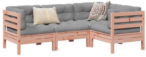 vidaXL 4 pcs conj. sofás jardim c/ almofadões madeira abeto-de-douglas