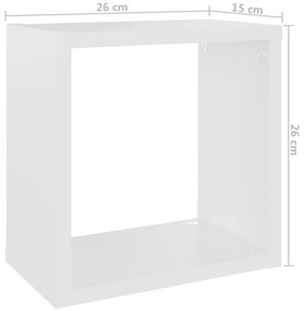 Prateleiras de parede em forma de cubo 4 pcs 26x15x26 cm branco