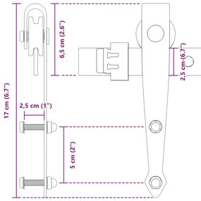 Mini kit p/ porta de armário deslizante 122cm aço carbono preto