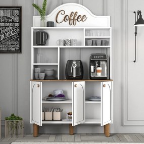 Armário Alto de Cozinha "Coffee" - 200x120x35 cm - Branco - Design Mod