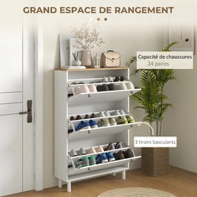 Sapateira, Armário para Calçado, 80 x 23,5 x 121 cm, Capacidade para 24 Pares, Branco