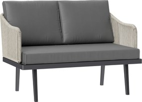 Outsunny Sofá de Jardim 2 Lugares com Almofadas em Resina Trançada Sofá de Exterior Estrutura em Aço 110x70x72 cm Cinza Escuro | Aosom Portugal