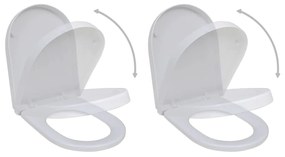 275928 vidaXL Tampos sanita com tampas de fecho suave 2 pcs plástico branco