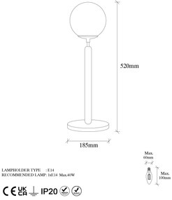 Candeeiro de Mesa King – Preto – 18 x 18 x 52 cm