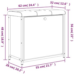 Banco sapateira c/ gaveta articulada 62x32x56cm carvalho sonoma