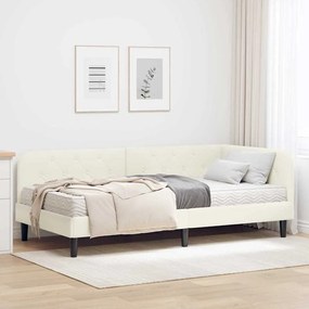 vidaXL Estrutura de Cama de Canto Creme 100 x 200 cm Veludo