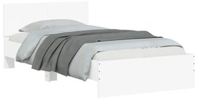 Estrutura de cama com cabeceira e luzes LED 100x200 cm branco