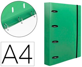 Dossier de Argolas Com Recarga A4 100 Folhas 80g Polipropileno 4 Anillas 25mm Cor Verde