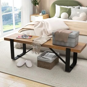 Banco de entrada 152,5 cm Estrutura metálica Rústica Sapateira de madeira Rústica  Carga 300 kg Natural