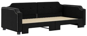 Sofá-cama com gavetão 90x190 cm tecido preto