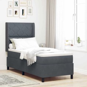 Cama Box com Colchão e LED vidaXL Cinza Escuro 80x200 cm Veludo