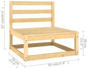 10 pcs conjunto lounge de jardim c/ almofadões pinho maciço