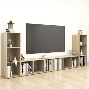 Móveis de TV 4 pcs 107x35x37 cm contraplacado carvalho sonoma