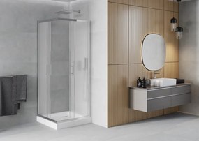 Mexen Rio cabine de duche quadrada 90 x 90 cm, fosca, cromada + base de duche, branca - 860-090-090-01-30-4510